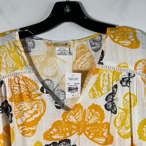 Womens Sweet Magnolia V Neck Butterfly Midi Dress Tiered Boho M Viscose NWT - Picture 3 of 10
